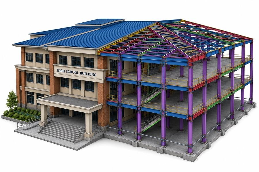 Education sector steel detailing for school and university facility structures