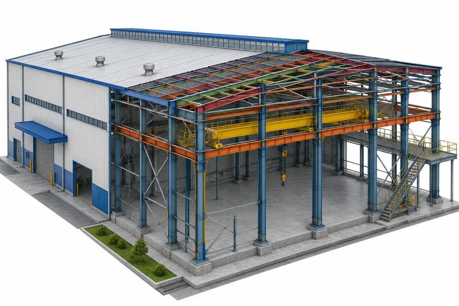 Industrial steel detailing for plants, warehouses, and processing facilities